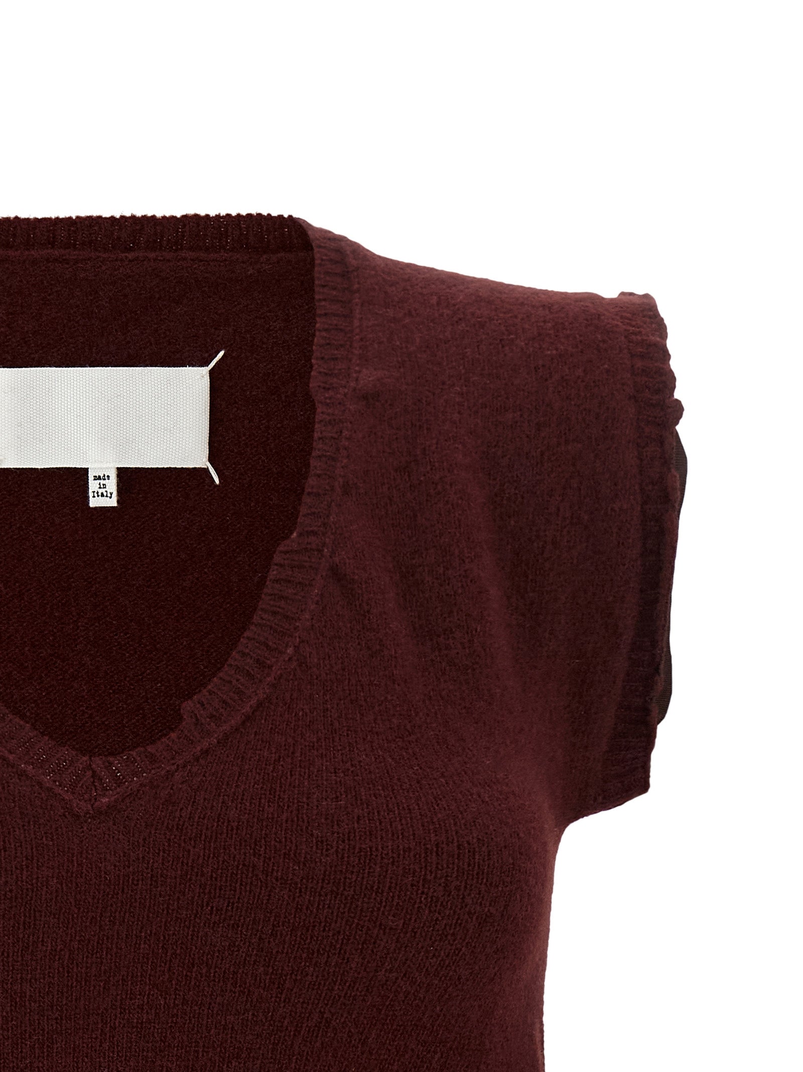 Maison Margiela Bordeaux Virgin Wool Sleeveless Jacket