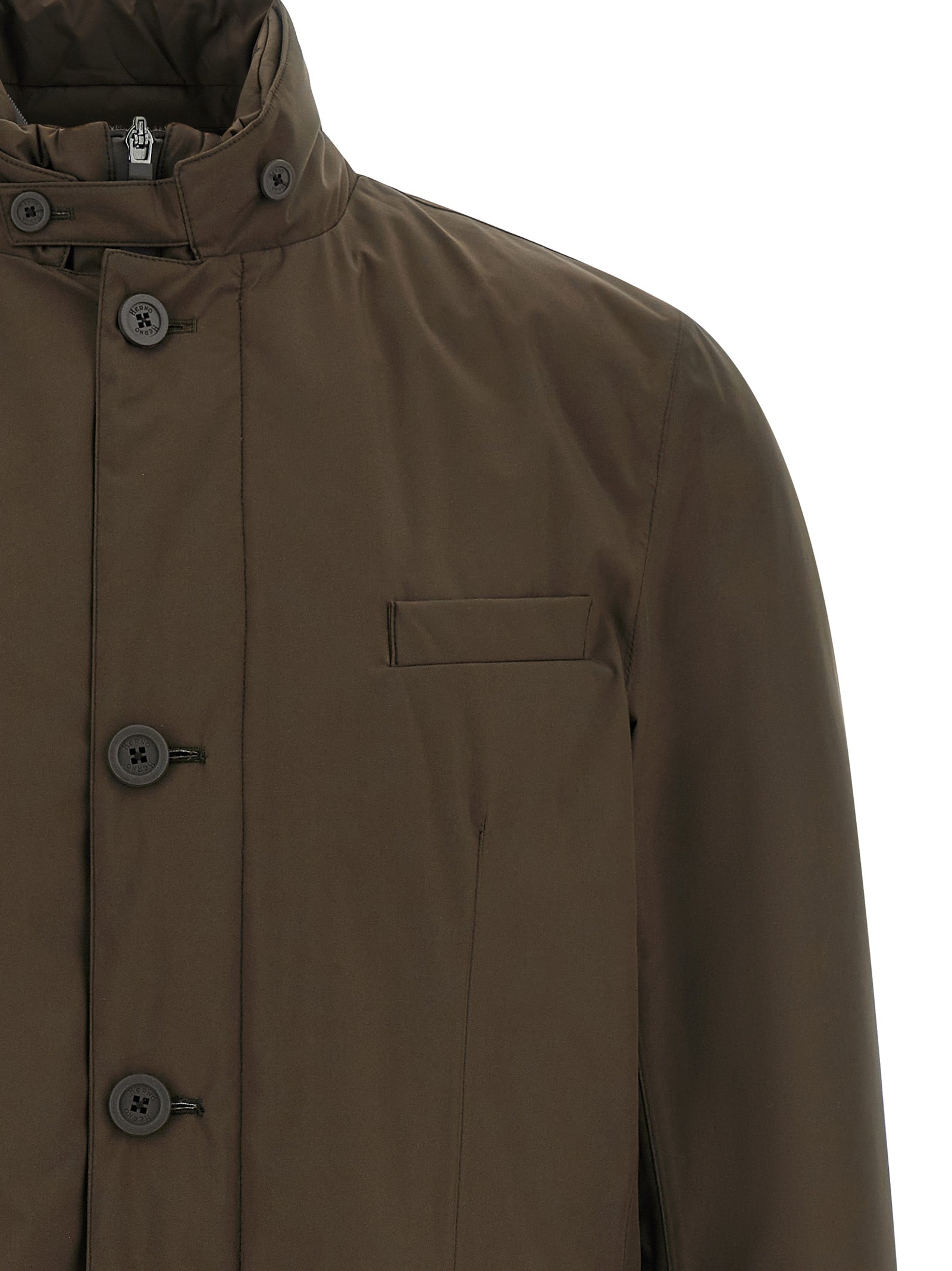 Herno Brown Polyester Full-Length Jacket