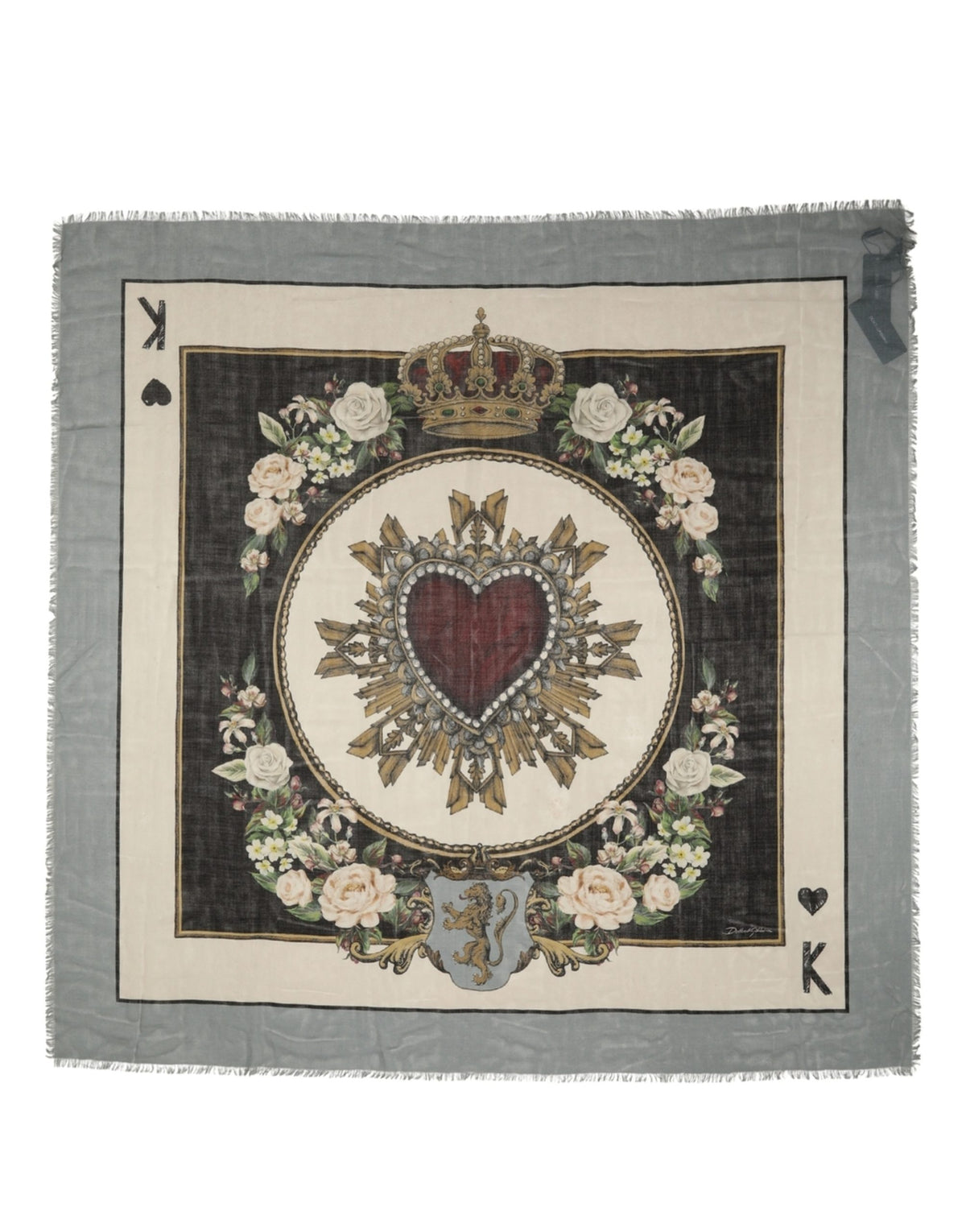 Dolce & Gabbana Men Multicolor King of Hearts Square Foulard Scarf