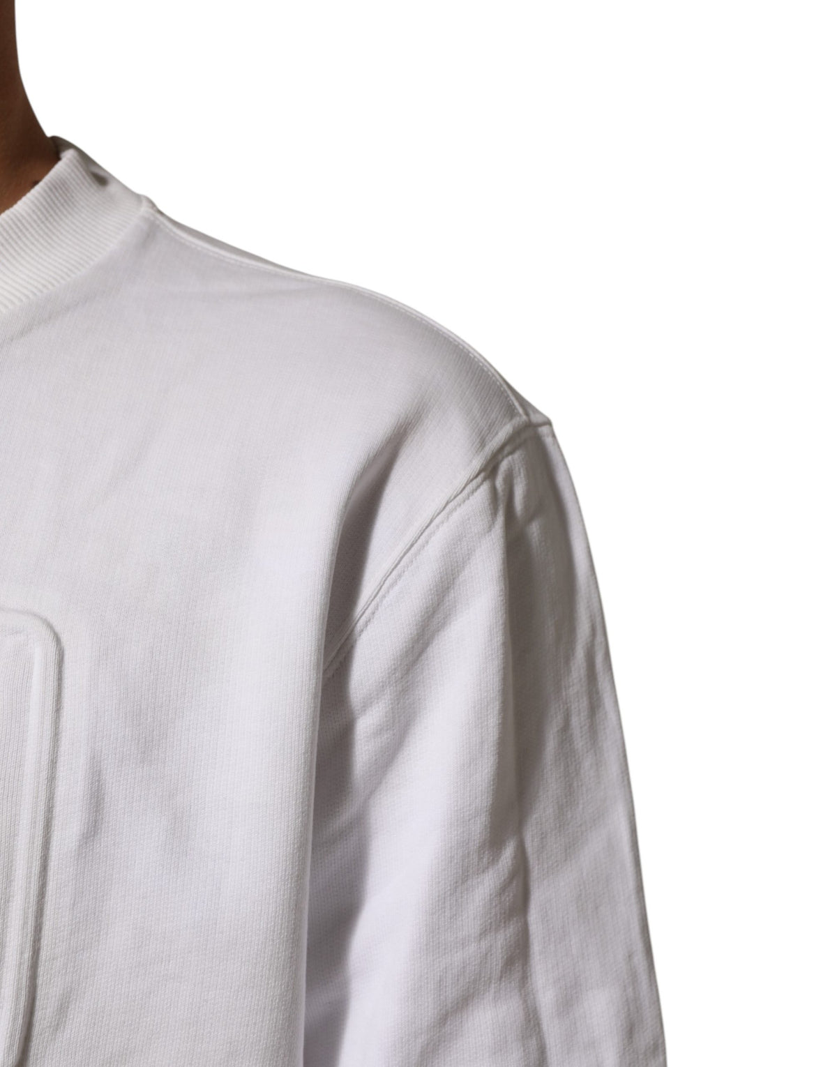 Dolce & Gabbana White Logo Embossed Cotton Sweatshirt Sweater