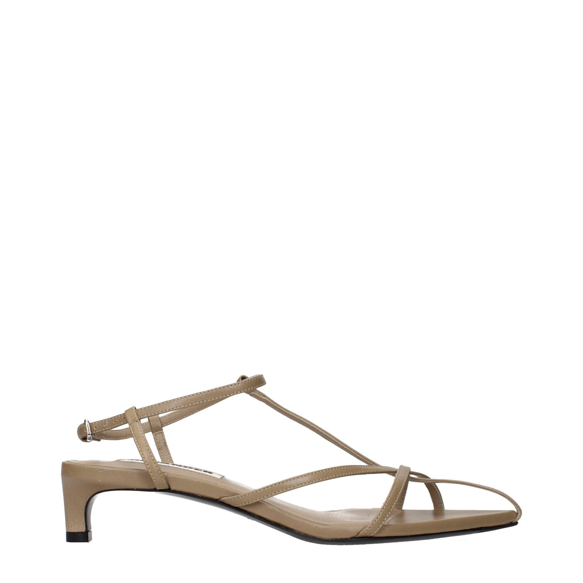 Jil Sander Beige Leather Flat Sandals