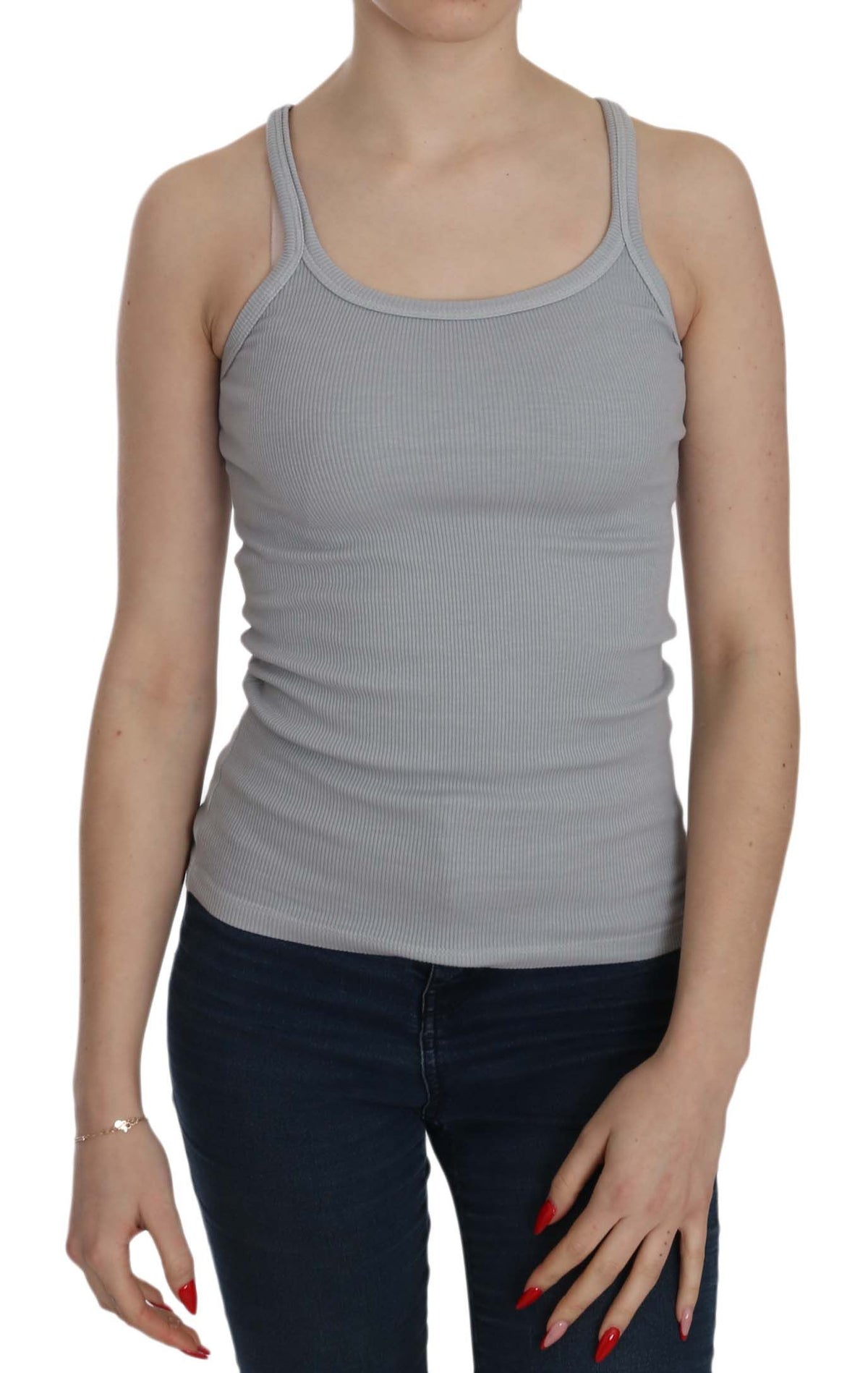 PINK MEMORIES Light Grey Sleeveless Spaghetti Strap Blouse