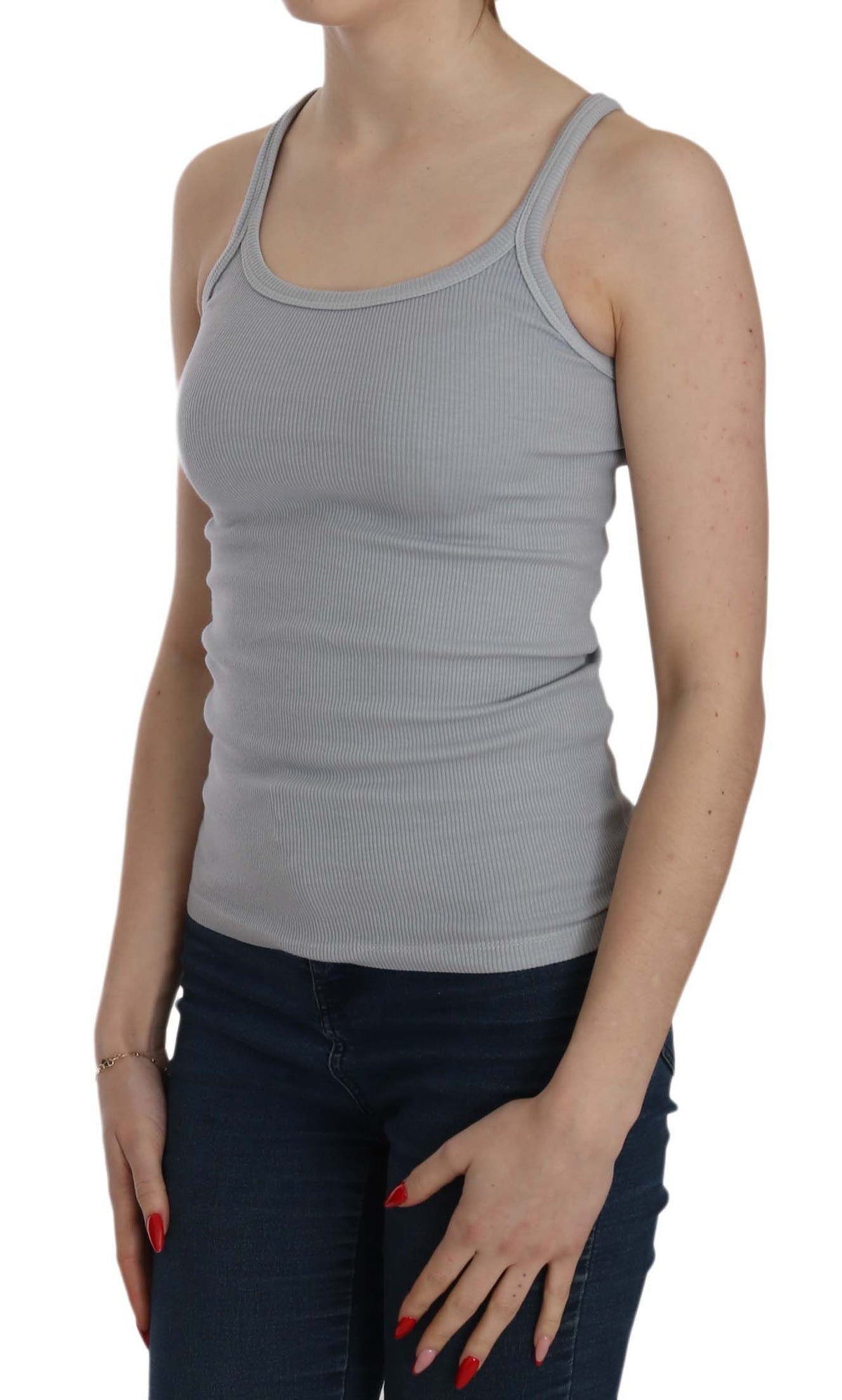 PINK MEMORIES Light Grey Sleeveless Spaghetti Strap Blouse