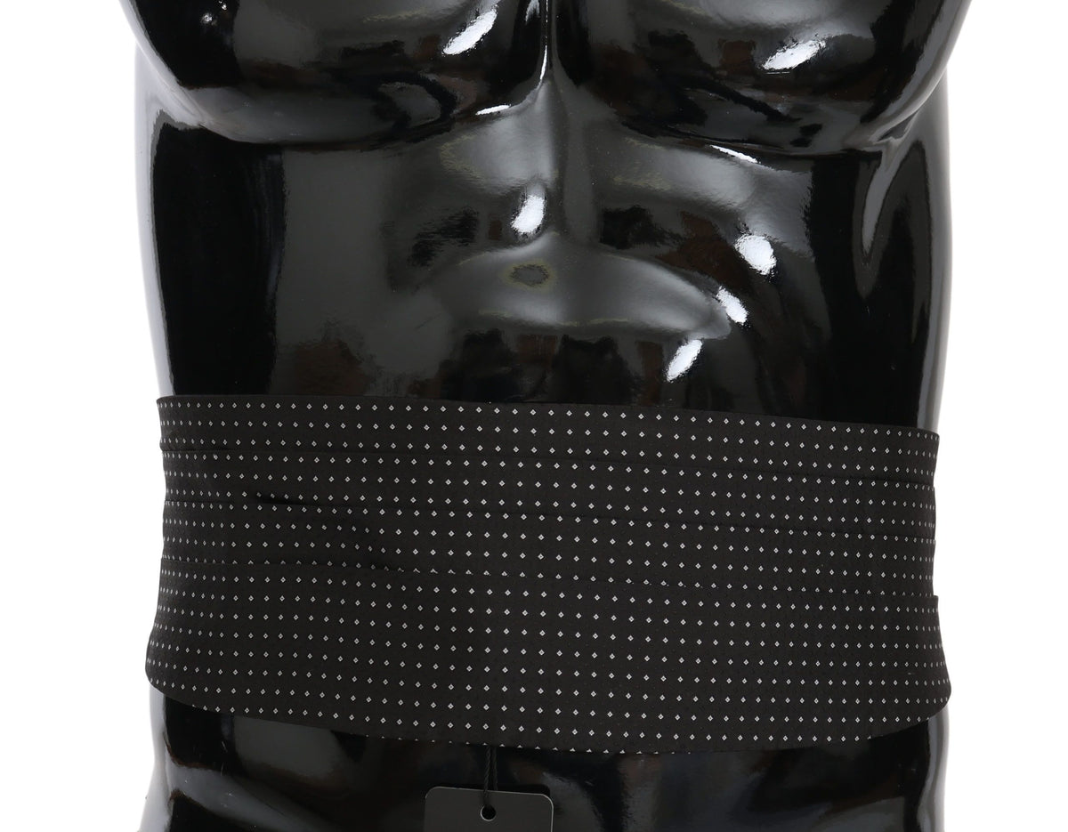 Dolce & Gabbana Dark Gray Dotted Waist Belt Silk Cummerbund