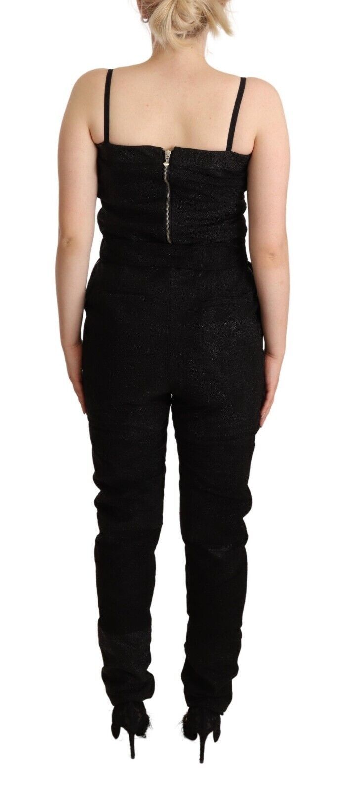 La Maison du Couturier Black Spaghetti Strap Jumpsuit Dress