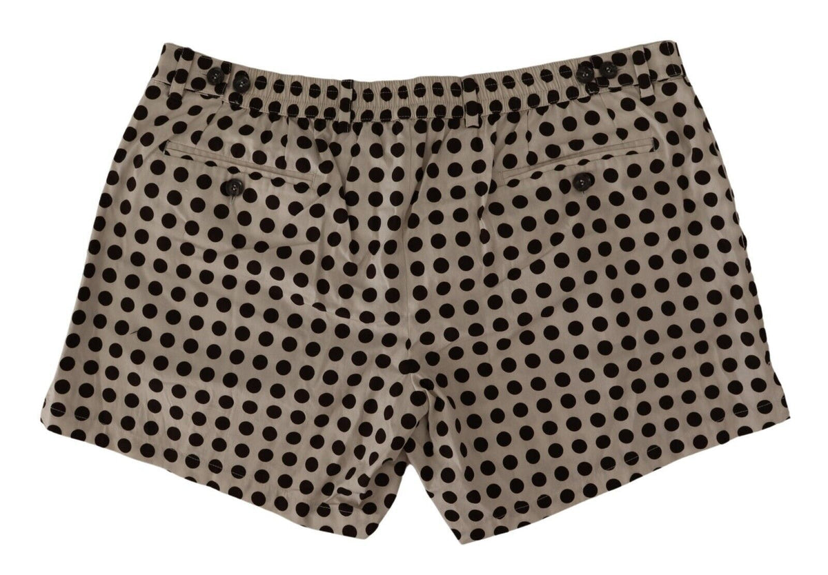 Dolce & Gabbana Black White Polka Dots Cotton Linen Shorts
