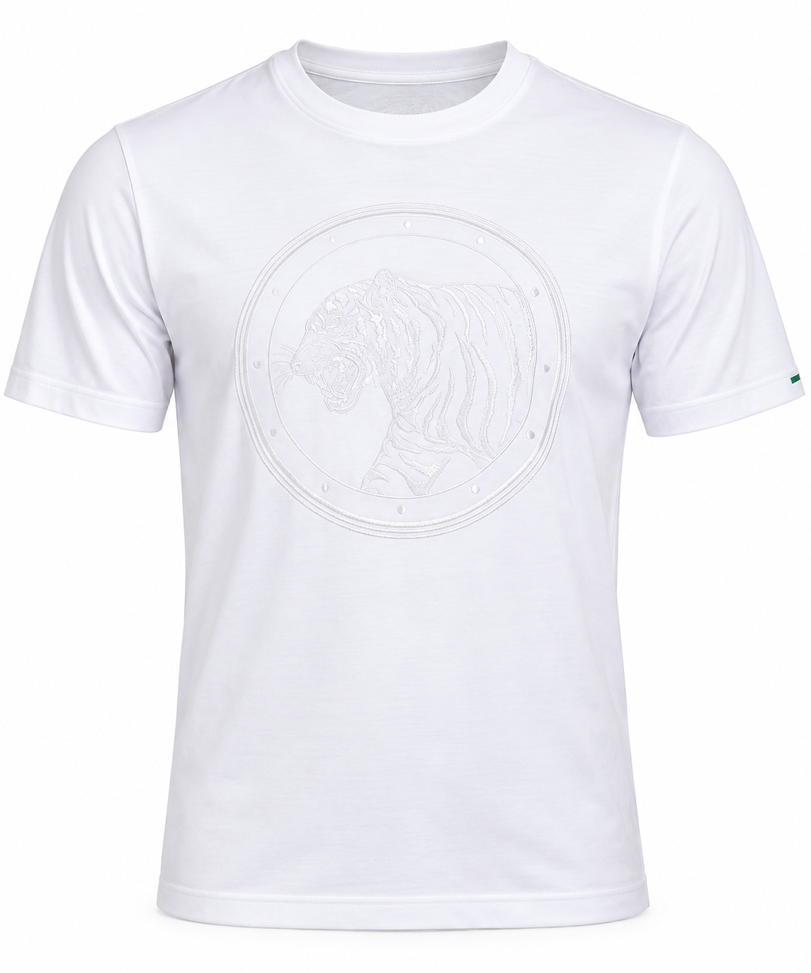Stefano Ricci Silk Cotton T-Shirt Tiger Embroidery | White