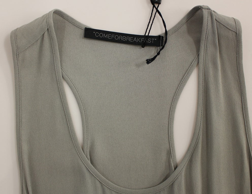 Comeforbreakfast Gray Viscose Tank Top Shirt Blouse