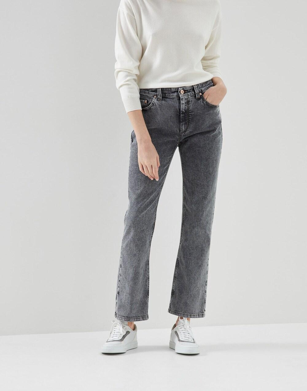 BRUNELLO CUCINELLI WOMEN'S GREY STRAIGHT LEG TROUSERS