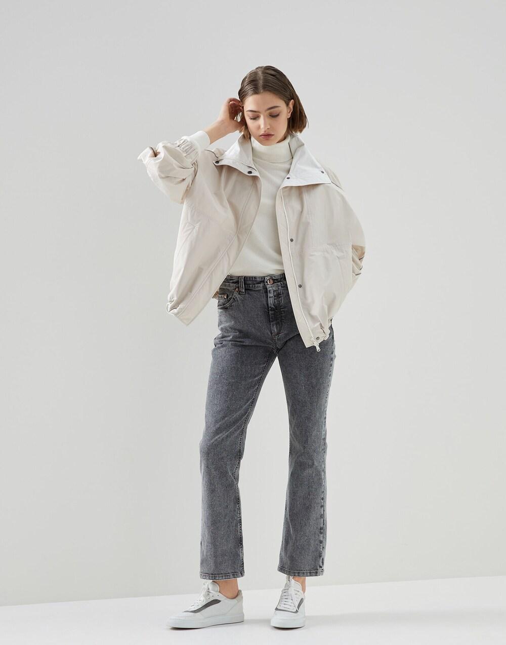 BRUNELLO CUCINELLI WOMEN'S SLATE STRAIGHT-LEG DENIM TROUSERS