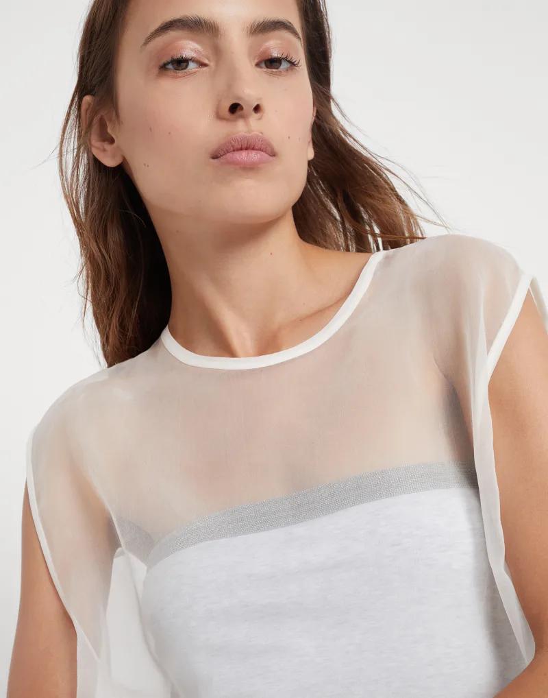 BRUNELLO CUCINELLI WOMEN'S SHEER OVERLAY SLEEVELESS TOP