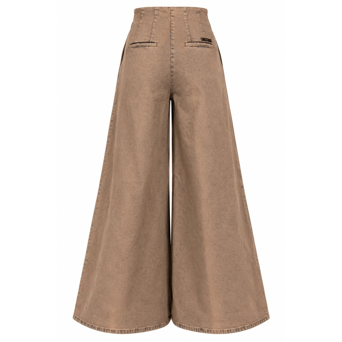 Peserico Almond Beige Wide Leg Pleated Jeans