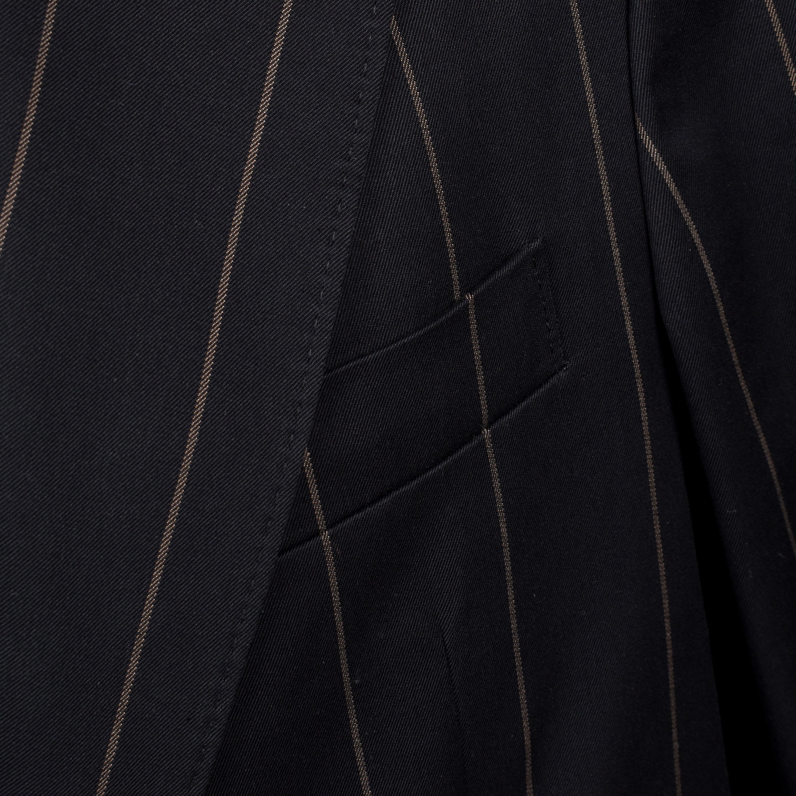 BRUNELLO CUCINELLI MEN'S BLACK WOOL BLEND STRIPED SUIT