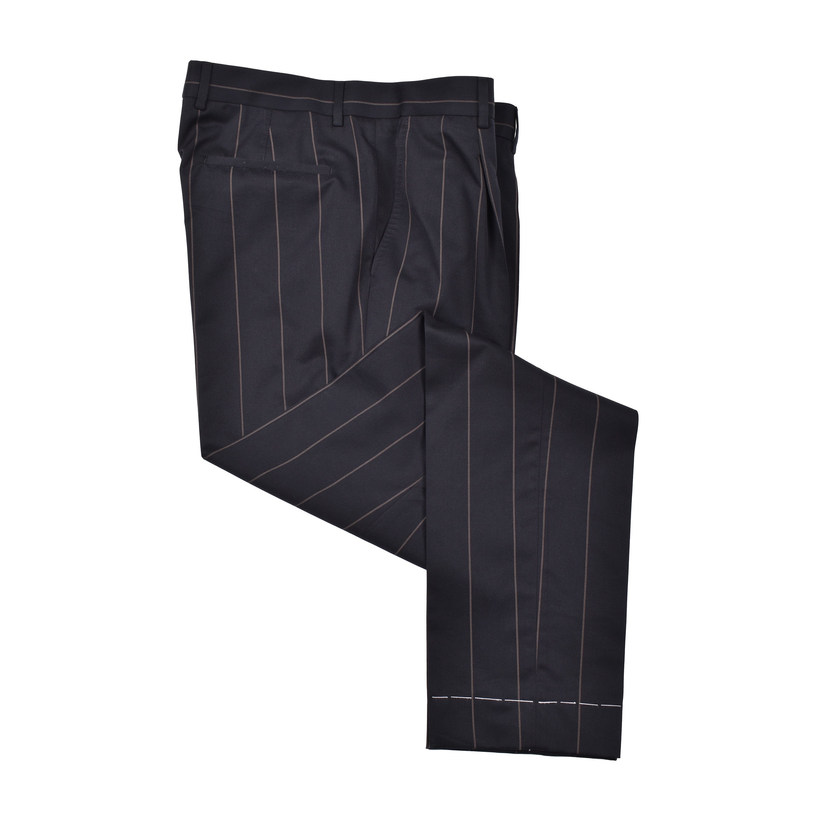 BRUNELLO CUCINELLI MEN'S BLACK WOOL BLEND STRIPED SUIT