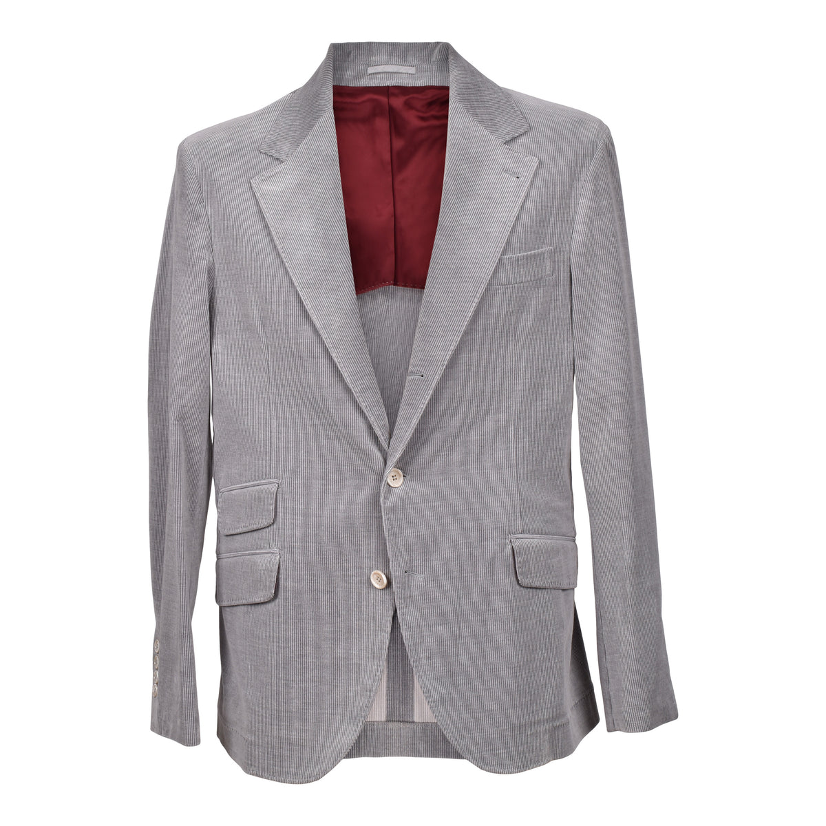 BRUNELLO CUCINELLI MEN'S GRAY WOOL BLEND CORDUROY TWO BUTTON BLAZER