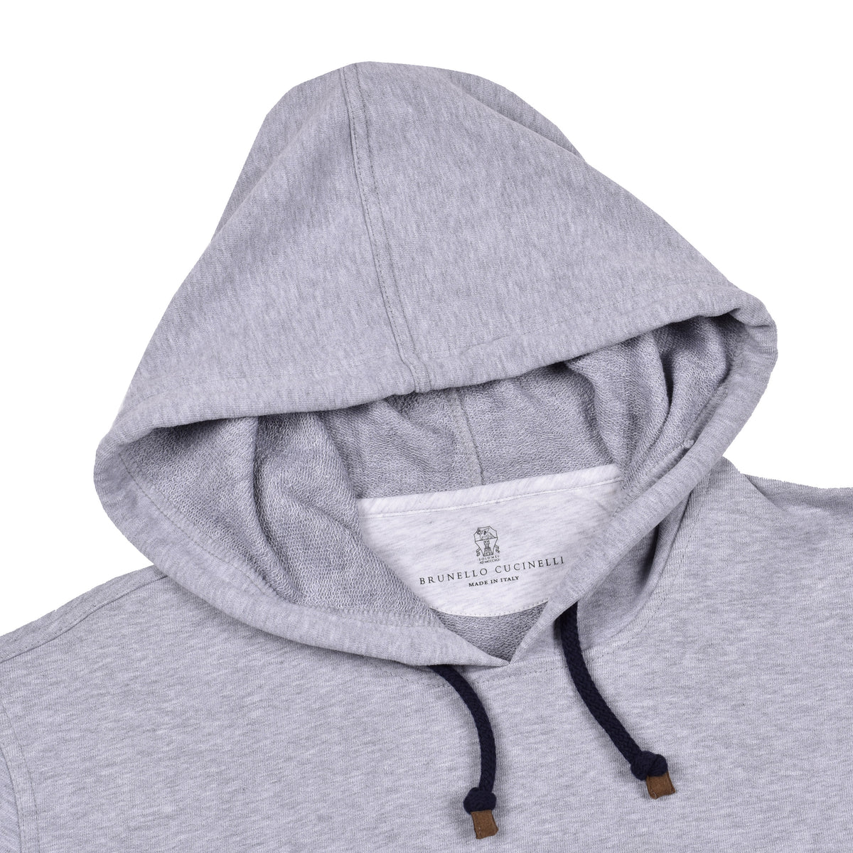 BRUNELLO CUCINELLI MEN'S LIGHT GREY COTTON HOODIE
