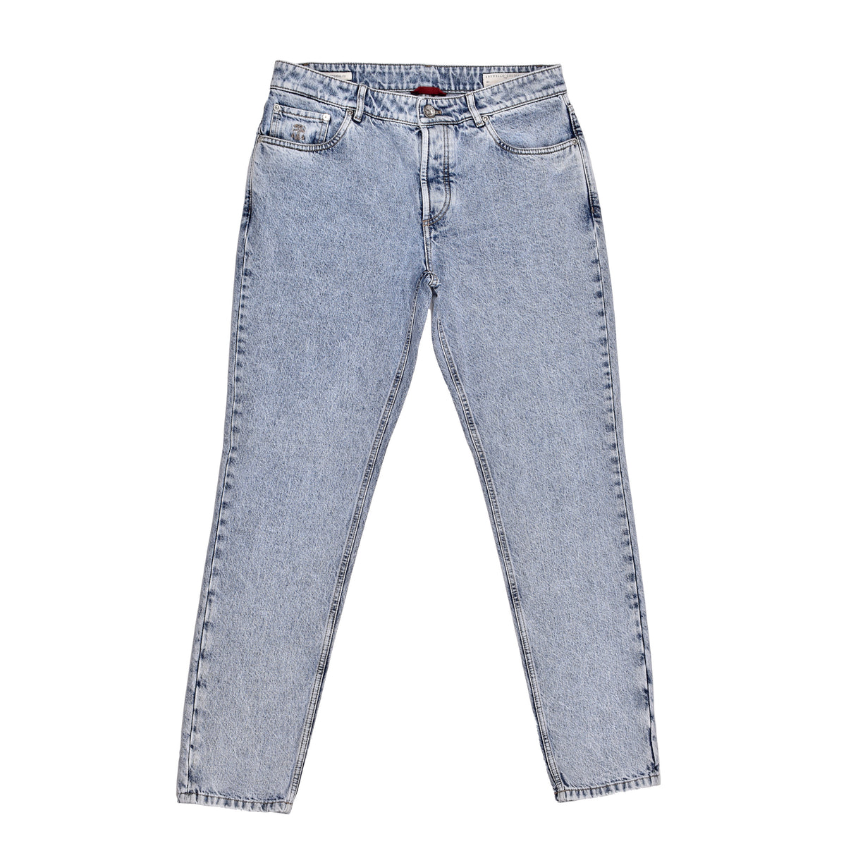BRUNELLO CUCINELLI MEN'S LIGHT BLUE DENIM TROUSERS