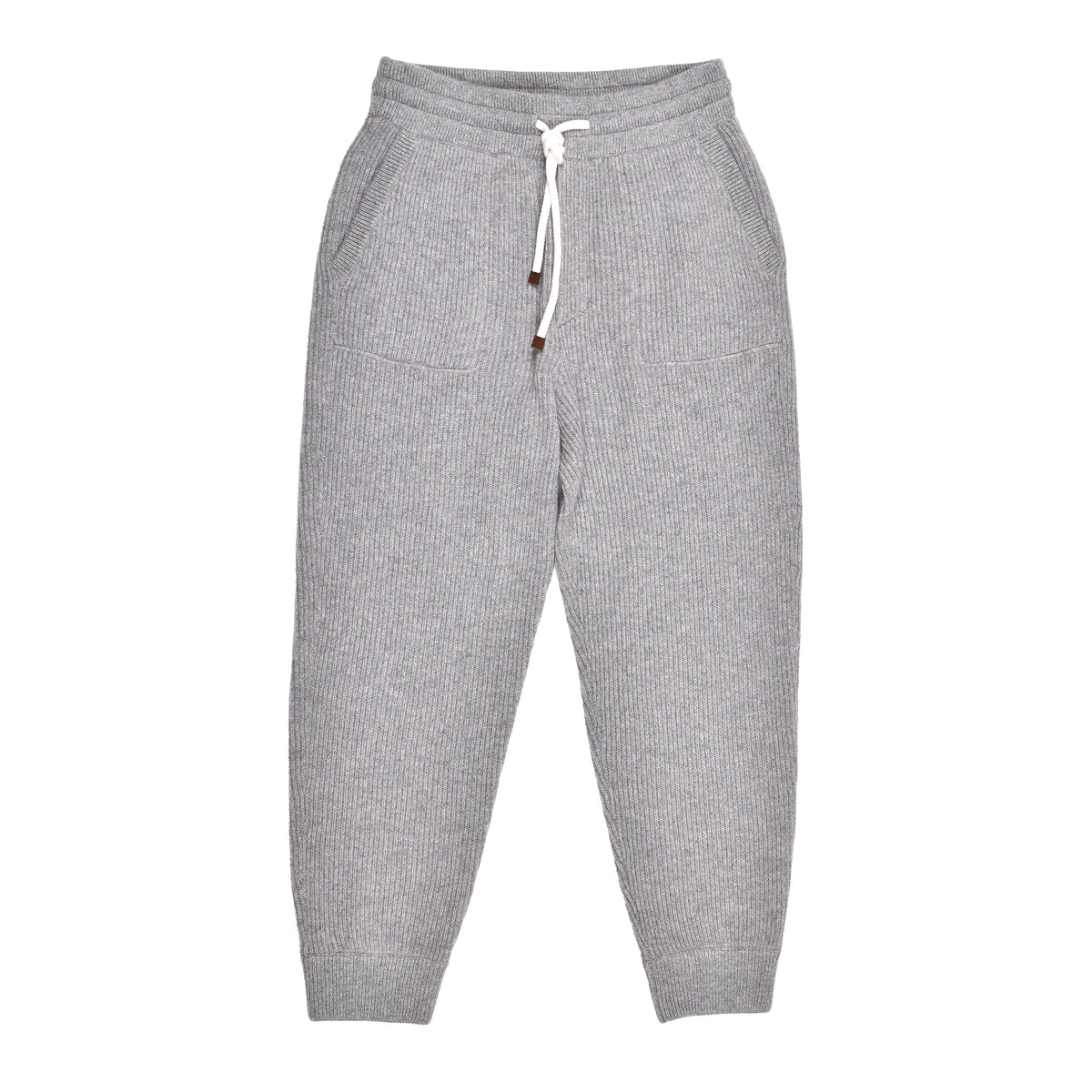 BRUNELLO CUCINELLI MEN'S LIGHT GREY CASHMERE TROUSERS