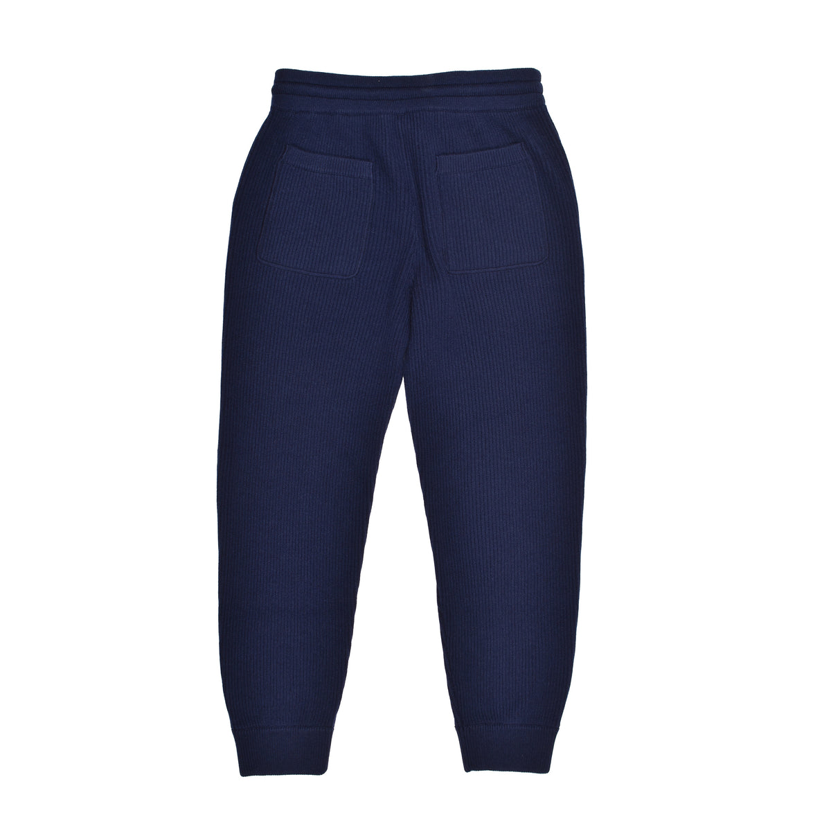 BRUNELLO CUCINELLI MEN'S NAVY WOOL RIBBED TROUSERS
