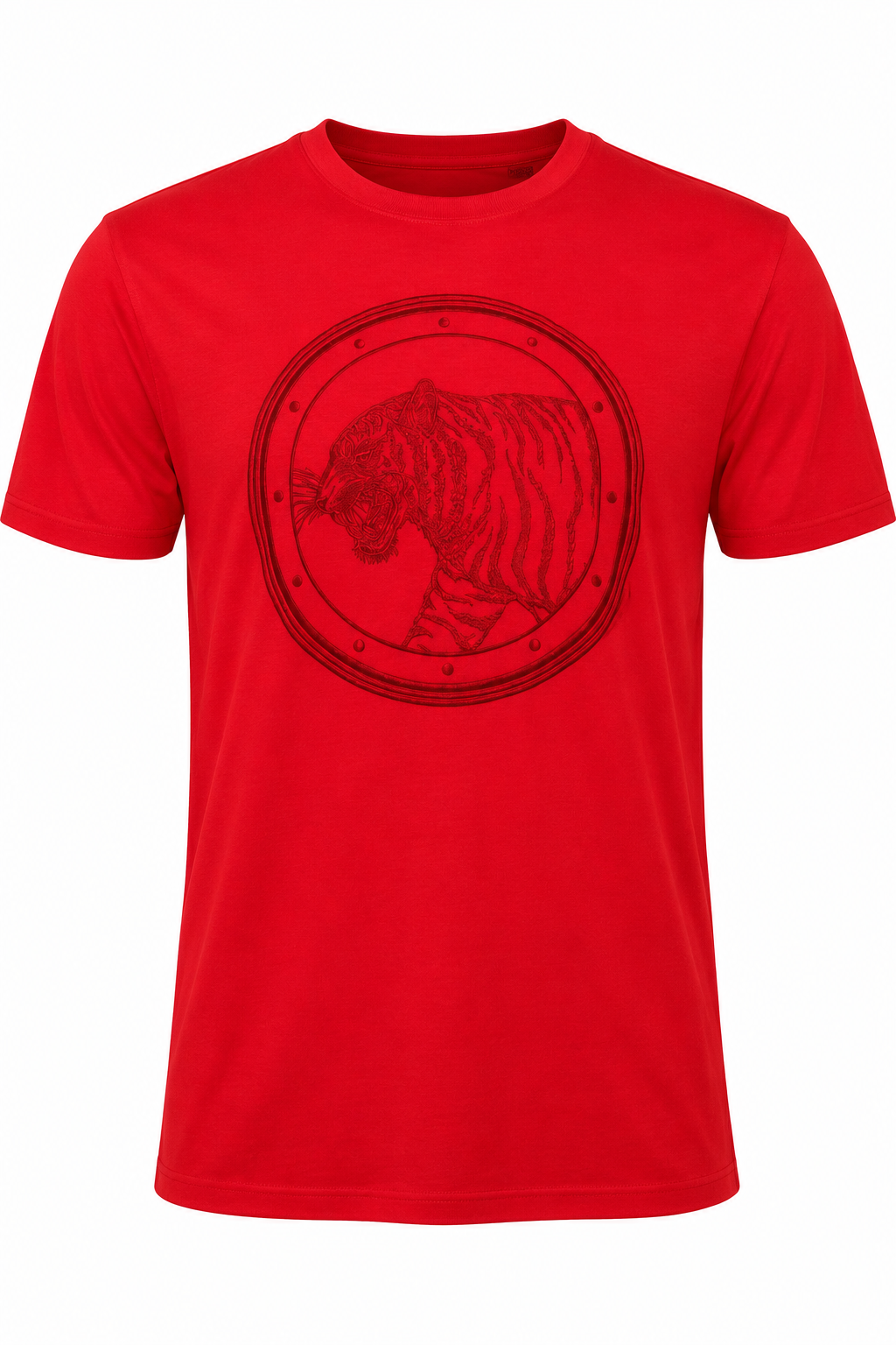 Stefano Ricci Silk Cotton T-Shirt Tiger Embroidery | Red