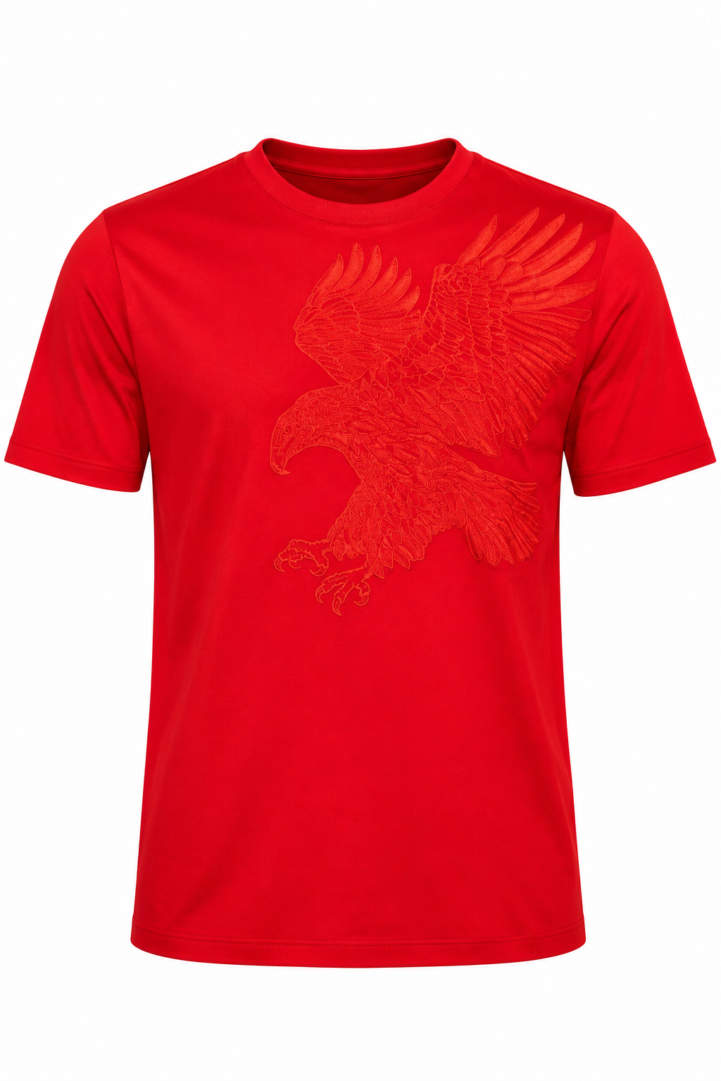 Stefano Ricci Silk Cotton T-Shirt Eagle Embroidery | Red