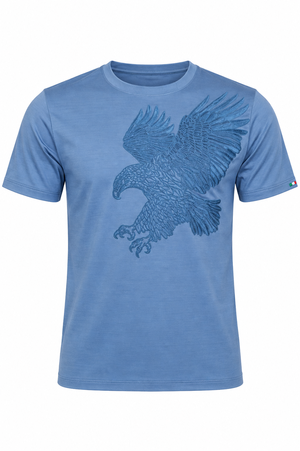 Stefano Ricci Silk Cotton T-Shirt Eagle Embroidery | Grey