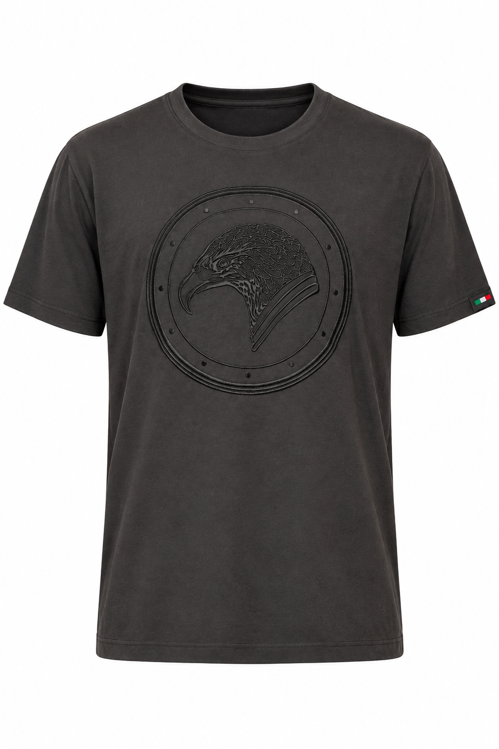 Stefano Ricci Silk Cotton T-Shirt with Eagle Embroidery | Black