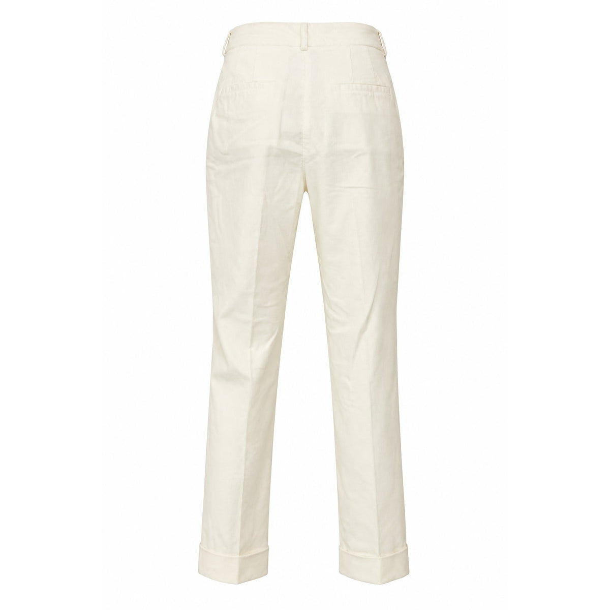 Peserico White Straight Leg High Waist Pleated Cuffed Trousers White