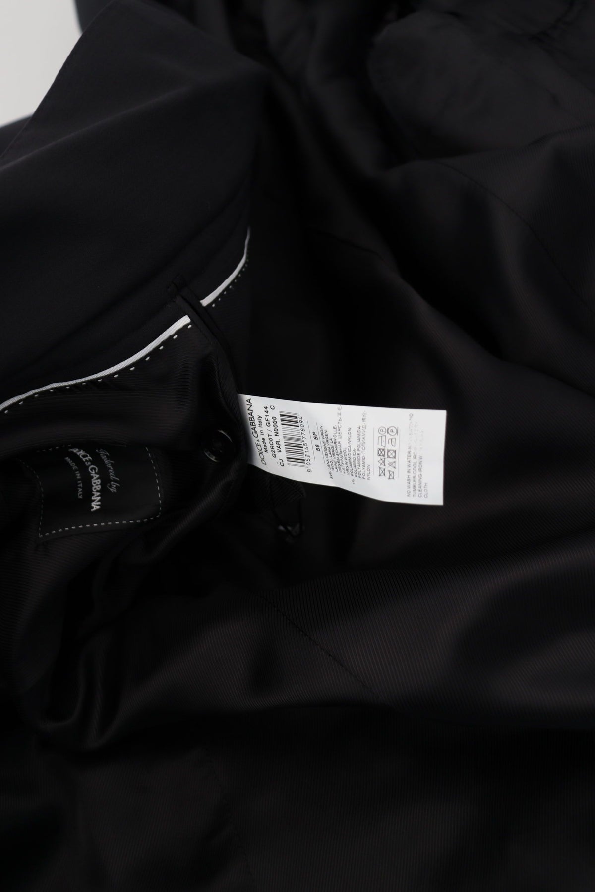Dolce & Gabbana Black Wool Full Zip Long Sleeves Jacket