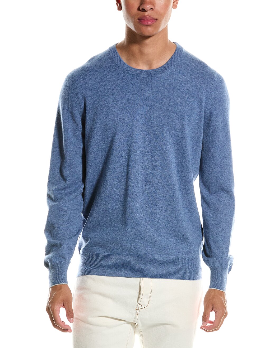 BRUNELLO CUCINELLI MEN'S BLUE WOOL CREWNECK SWEATER