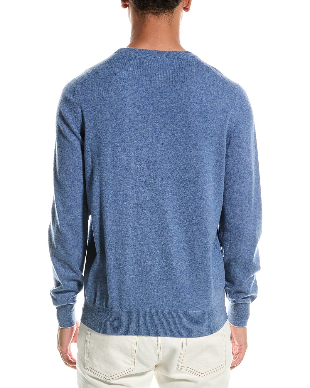 BRUNELLO CUCINELLI MEN'S BLUE WOOL CREWNECK SWEATER