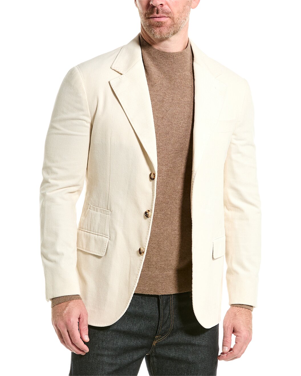 BRUNELLO CUCINELLI MEN'S MILK DECONSTRUCTED BLAZER