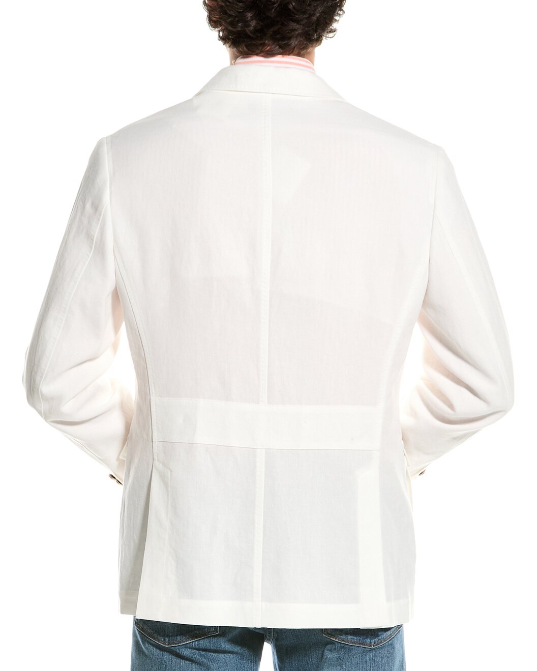 BRUNELLO CUCINELLI MEN'S WHITE TAILORED JACKET WITH POCKETS