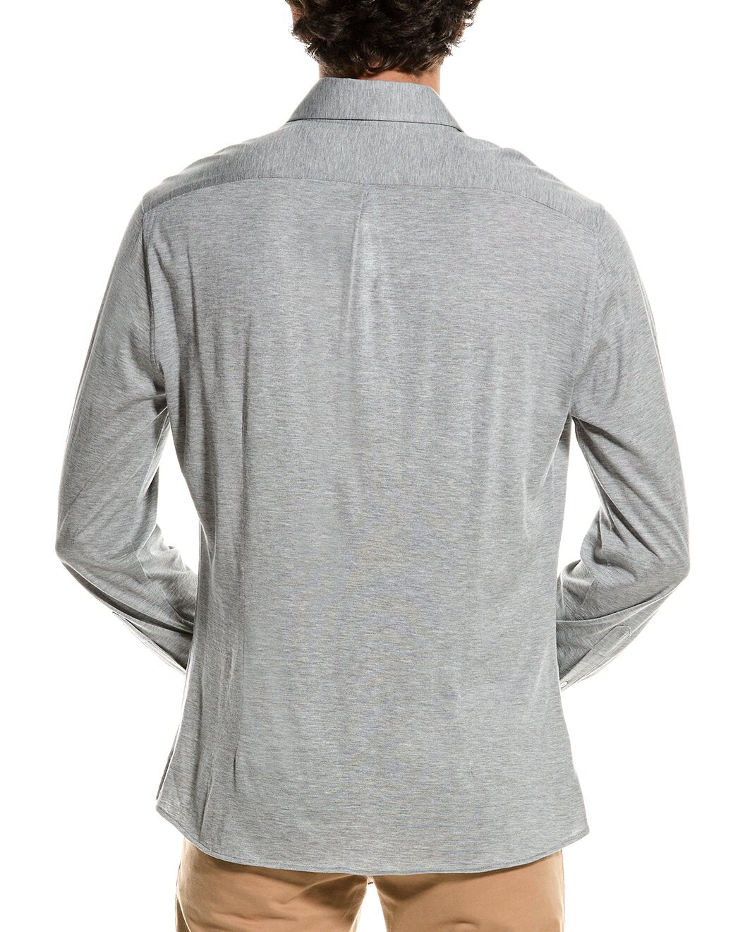 BRUNELLO CUCINELLI MEN'S LIGHT GREY SILK BLEND SHIRT