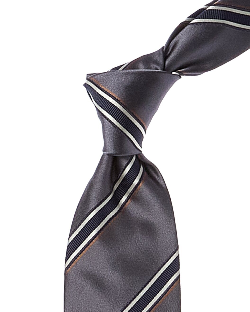 BRUNELLO CUCINELLI MEN'S GREY SILK BLEND STRIPED TIE