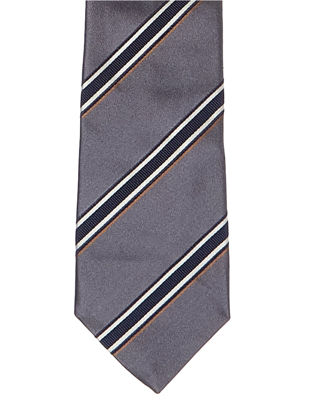 BRUNELLO CUCINELLI MEN'S GREY SILK BLEND STRIPED TIE