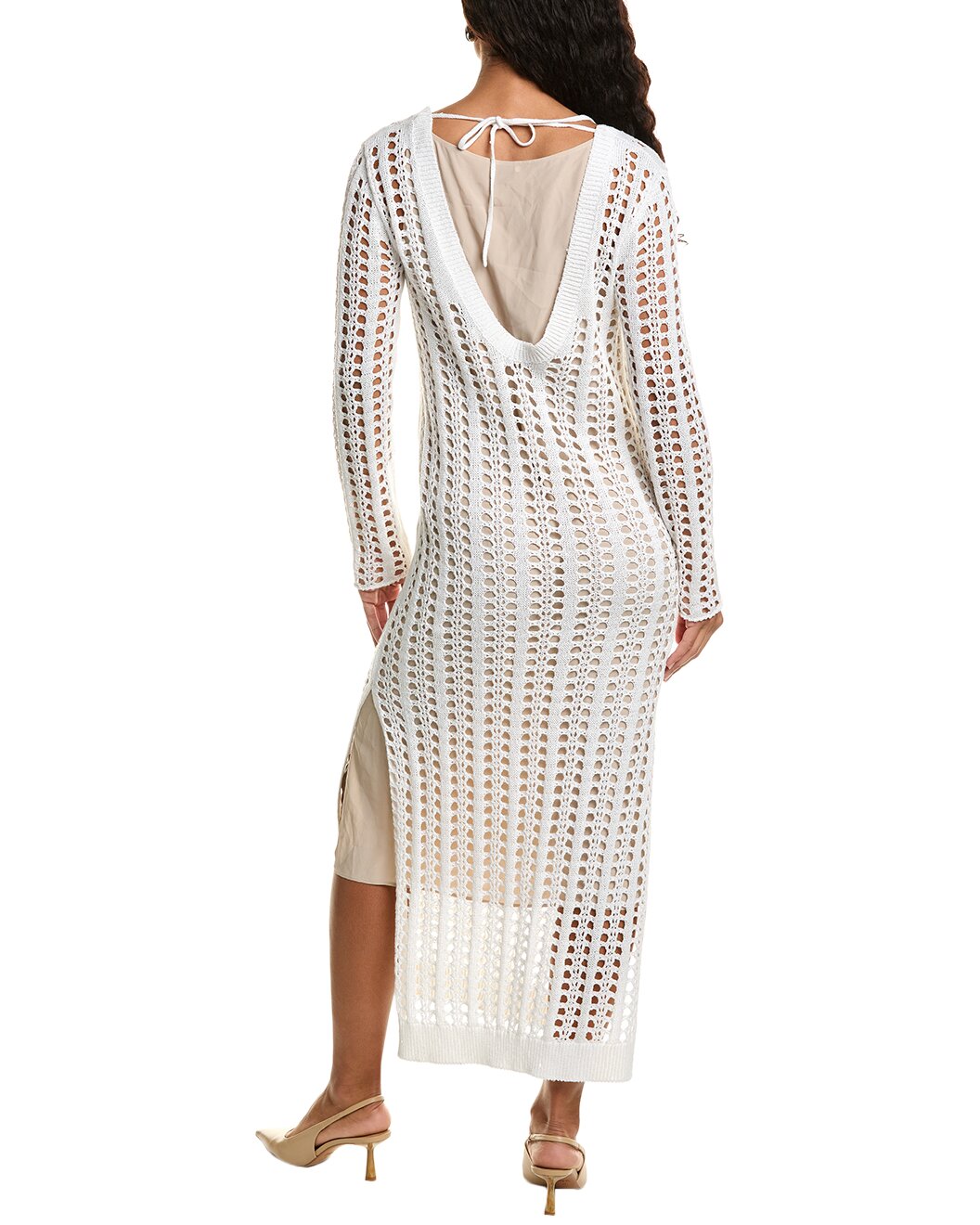 BRUNELLO CUCINELLI WOMEN'S WHITE OPEN-KNIT LONG DRESS