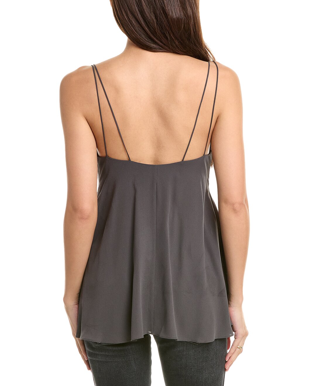 BRUNELLO CUCINELLI WOMEN'S CHARCOAL CAMISOLE WITH FLARED HEM