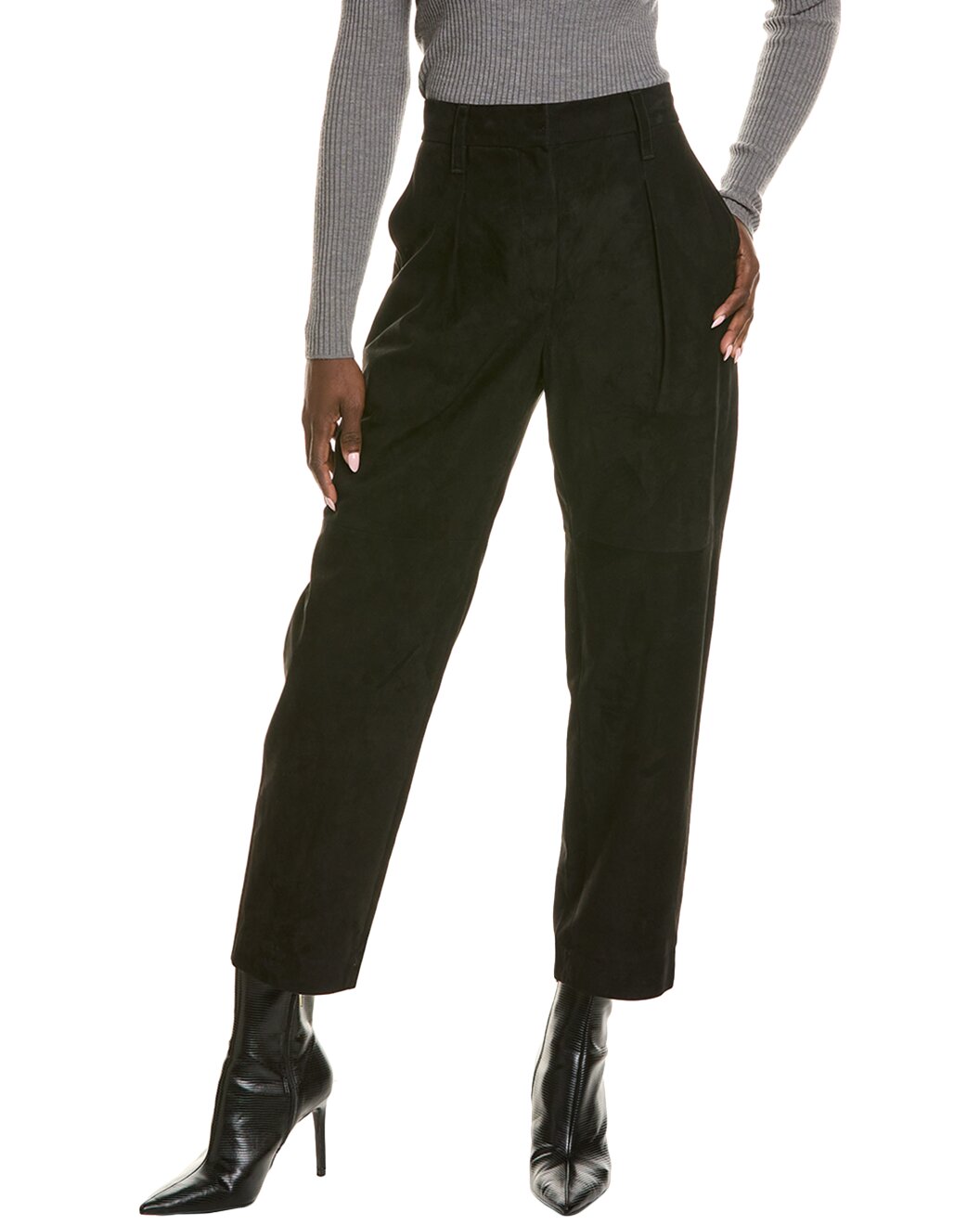 BRUNELLO CUCINELLI WOMEN'S BLACK TAPERED HIGH WAIST TROUSERS