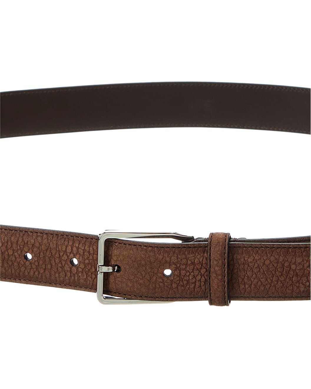 BRUNELLO CUCINELLI MEN'S BROWN TEXTURED LEATHER BELT