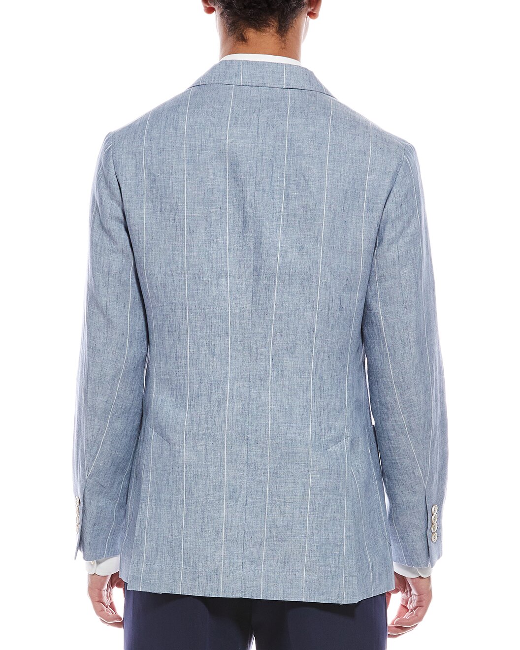 BRUNELLO CUCINELLI MEN'S CELESTE LINEN DOUBLE BREASTED BLAZER