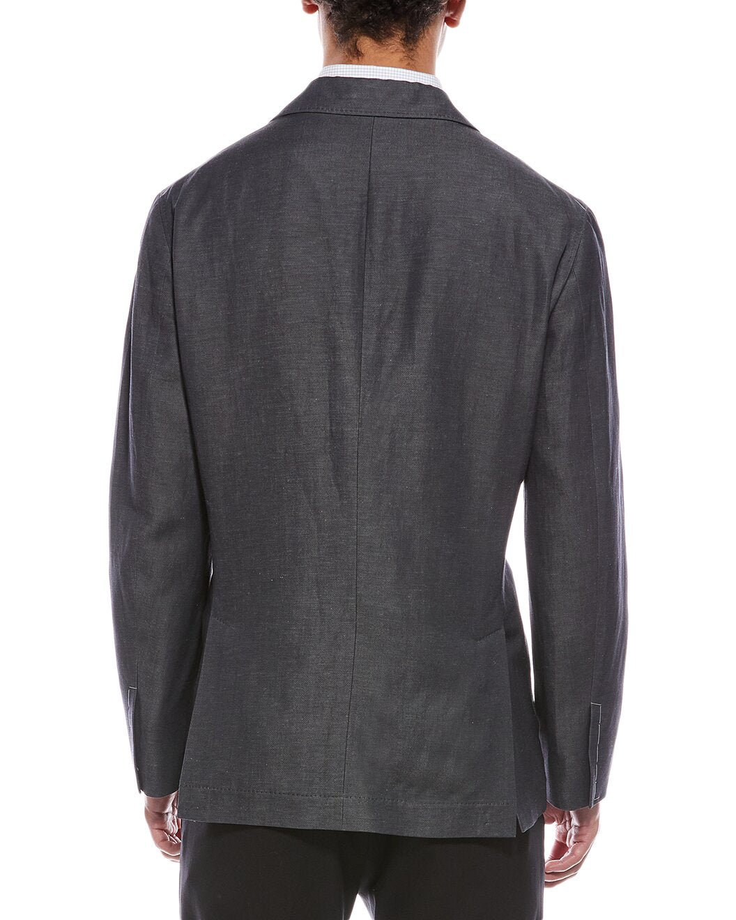 BRUNELLO CUCINELLI MEN'S CHARCOAL WOOL LINEN BLAZER