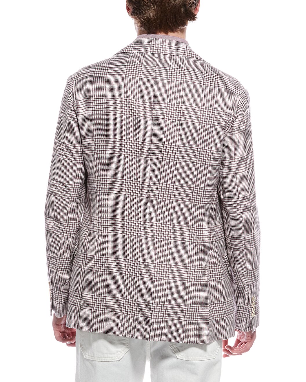 BRUNELLO CUCINELLI MEN'S LIGHT PURPLE WOOL LINEN BLAZER
