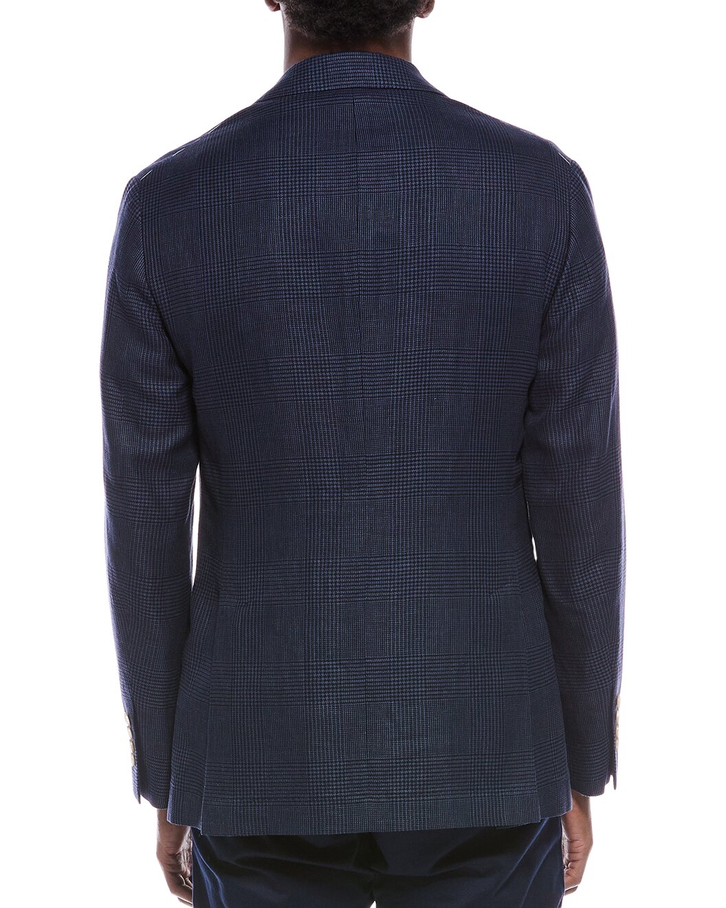 BRUNELLO CUCINELLI MEN'S NAVY PLAID DECONSTRUCTED BLAZER