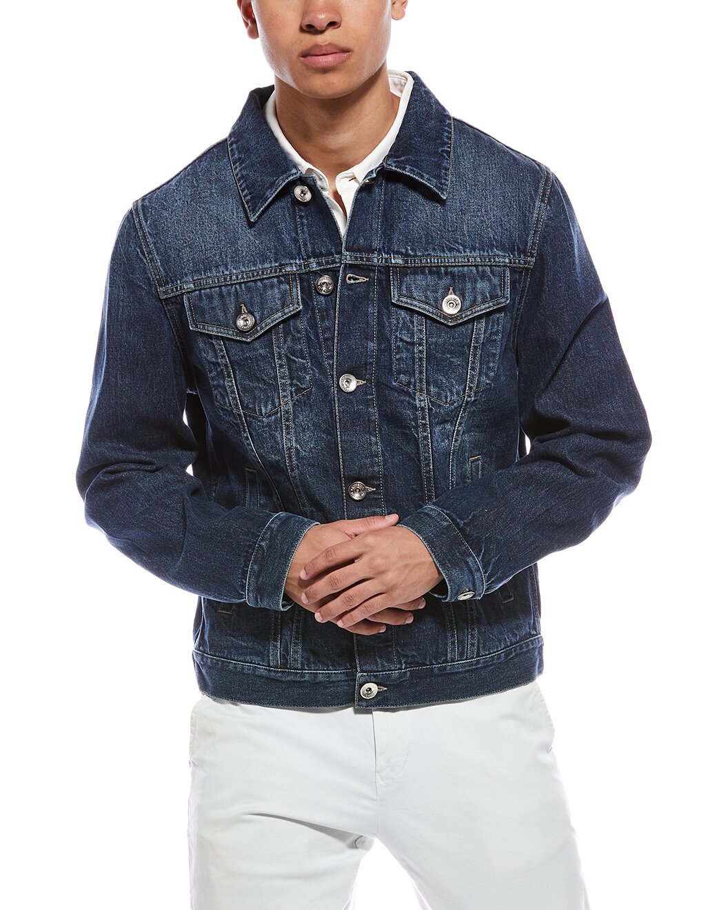 BRUNELLO CUCINELLI MEN'S DARK BLUE DENIM JACKET