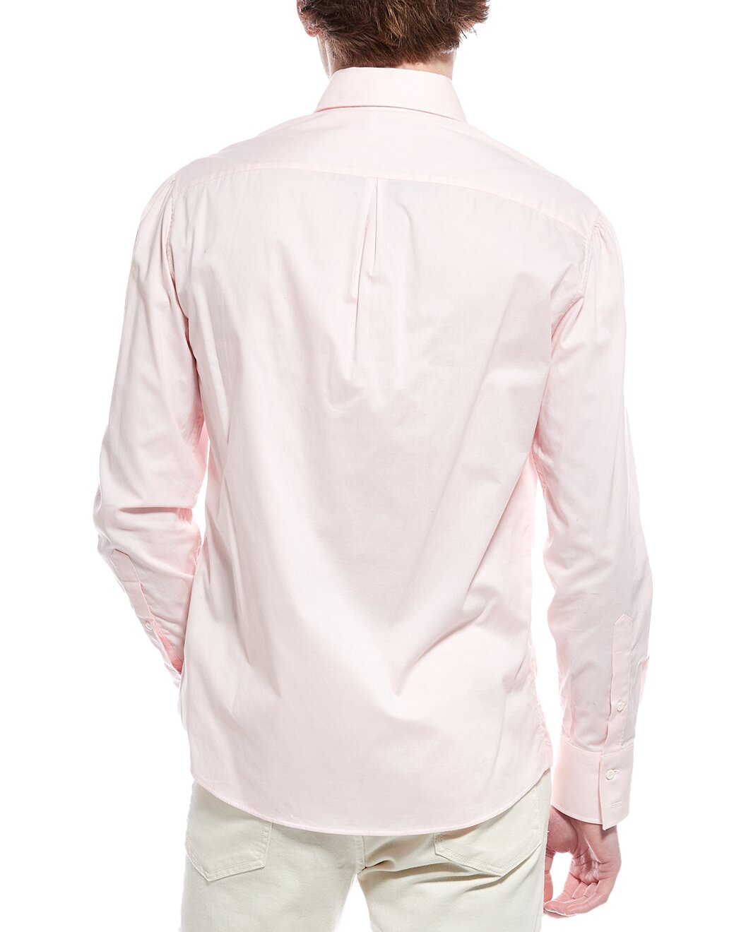 BRUNELLO CUCINELLI MEN'S LIGHT PINK COTTON SHIRT