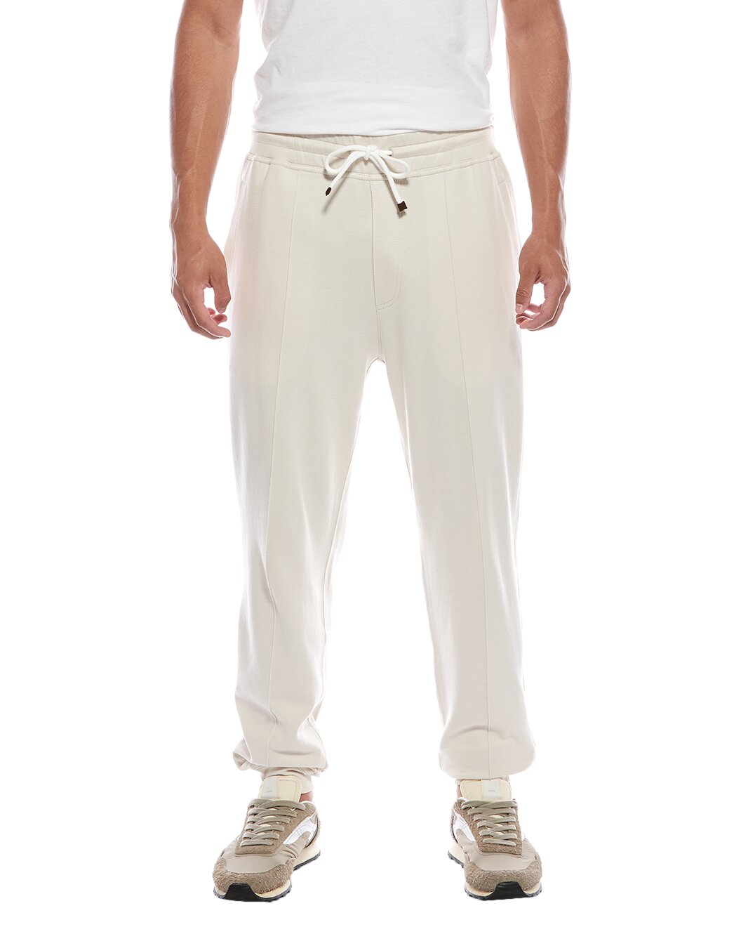 BRUNELLO CUCINELLI MEN'S CREAM RELAXED SWEATPANTS