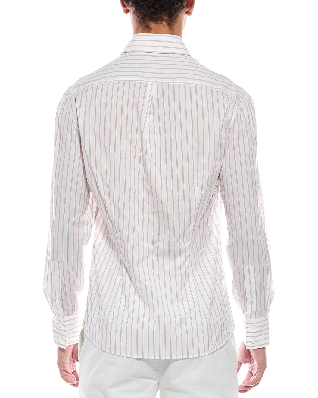 BRUNELLO CUCINELLI MEN'S PURPLE STRIPED LONG SLEEVE SHIRT