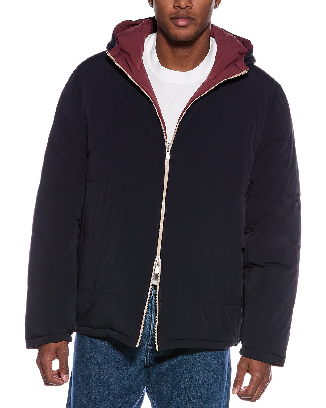 BRUNELLO CUCINELLI MEN'S NAVY HOODED ZIP JACKET