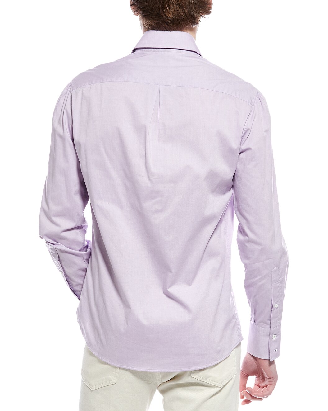 BRUNELLO CUCINELLI MEN'S LIGHT PURPLE TAILORED SHIRT